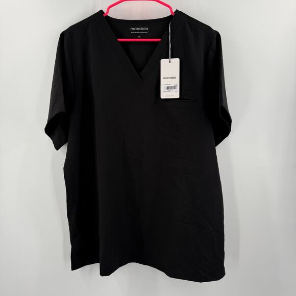 Mandala Scrubs SZ 2XL One Pocket Top NWT Blk Medical Short Sleeve Dental Doctor - Picture 9 of 10